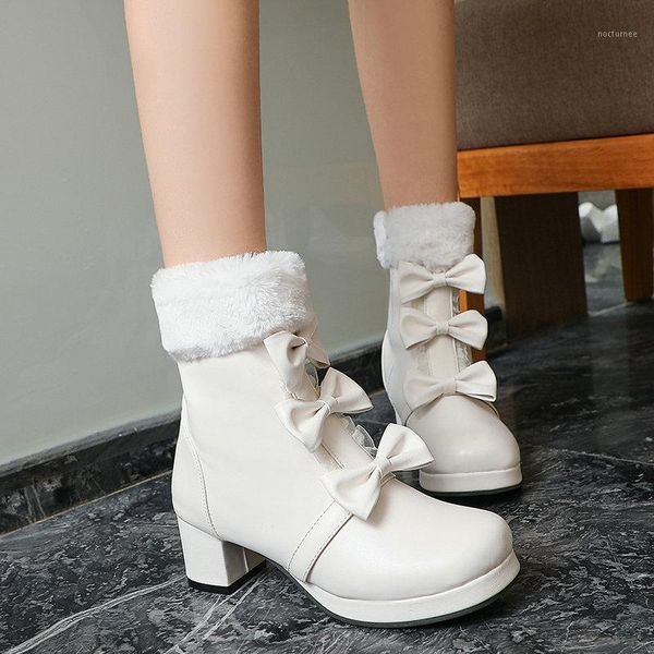 aiweiyi woman ankle boots round toe sweet bow platform shoes fur winter boots cosplay1, Black
aiweiyi woman ankle boots round toe sweet bow platform shoes fur winter boots cosplay1, Black