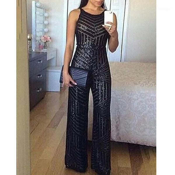 sleeveless wide leg jumpsuit for women elegant glitter round neck sleeveless sequins jumpsuit night club party overalls1, Black;white
sleeveless wide leg jumpsuit for women elegant glitter round neck sleeveless sequins jumpsuit night club party overalls1, Black;white