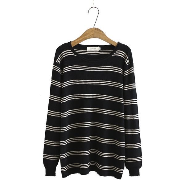 woman's length plus autumn long sleeve striped winter sweaters of large dimensions casual pullovers outerwear j7wk, White;black
woman's length plus autumn long sleeve striped winter sweaters of large dimensions casual pullovers outerwear j7wk, White;black
