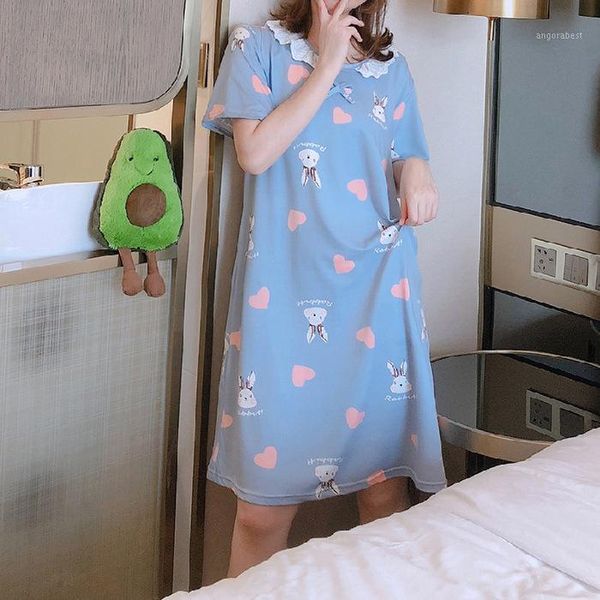 lace collar short sleeve nightgown thin pajamas cartoon small yellow duck flower multi--casual homedress1, Black;red
lace collar short sleeve nightgown thin pajamas cartoon small yellow duck flower multi--casual homedress1, Black;red