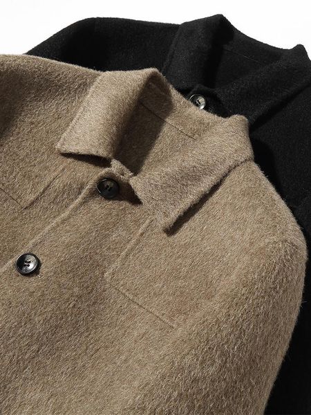 men's wool & blends autumn and winter 2021 alpaca double-sided coat business lapel short thickened high-end woolen man, Black
men's wool & blends autumn and winter 2021 alpaca double-sided coat business lapel short thickened high-end woolen man, Black