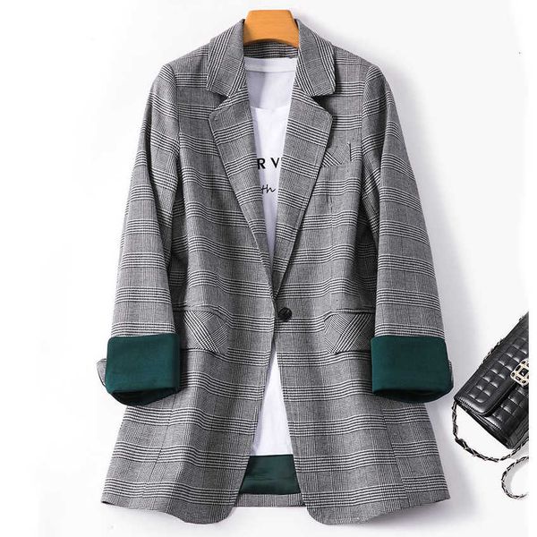 2021 spring and autumn women blazers plaid blazer women's new loose fashion temperament casual suit t200817, White;black
2021 spring and autumn women blazers plaid blazer women's new loose fashion temperament casual suit t200817, White;black