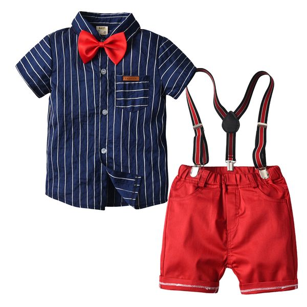 2020 summer boys' new style gentleman suit bow tie short sleeve striped shirt suspender shorts anniversary year, Blue
2020 summer boys' new style gentleman suit bow tie short sleeve striped shirt suspender shorts anniversary year, Blue