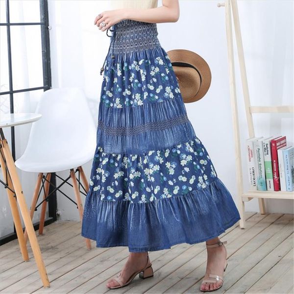 high waist long denim skirt women vintage maxi pleated skirt casual elegant elastic floral jean jupe longue femme ds50663, Black
high waist long denim skirt women vintage maxi pleated skirt casual elegant elastic floral jean jupe longue femme ds50663, Black