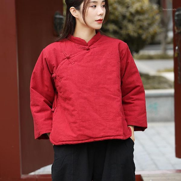 women's down & parkas johnature autumn winter retro plate buckle stand cotton thick warm 2021 linen comfortable 2 color women coat1, Black
women's down & parkas johnature autumn winter retro plate buckle stand cotton thick warm 2021 linen comfortable 2 color women coat1, Black