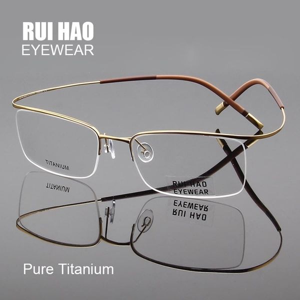 pure titanium eyeglasses frames ultralight high elasticity optical glasses frame no screw design half rimless spectacles 5296 t200428, Silver
pure titanium eyeglasses frames ultralight high elasticity optical glasses frame no screw design half rimless spectacles 5296 t200428, Silver