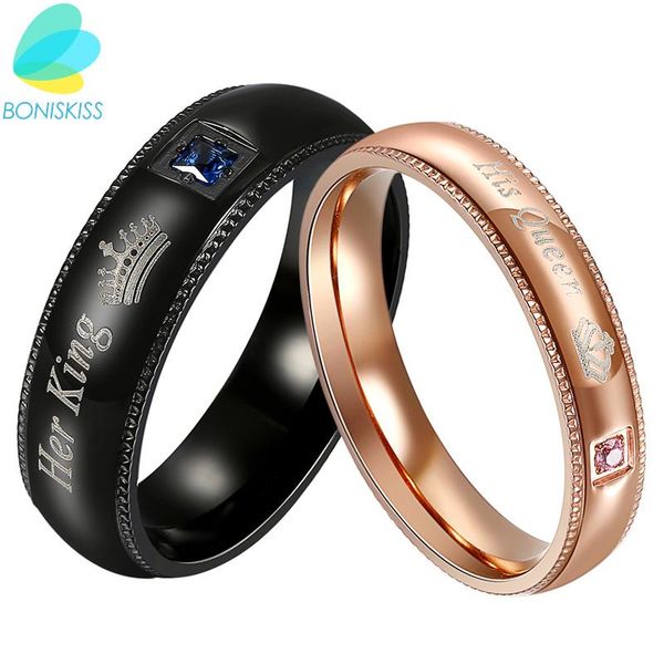 wedding rings boniskiss couple engagement ring lovers for women and men stainless steel jewelry "her king" "his queen", Slivery;golden
wedding rings boniskiss couple engagement ring lovers for women and men stainless steel jewelry "her king" "his queen", Slivery;golden