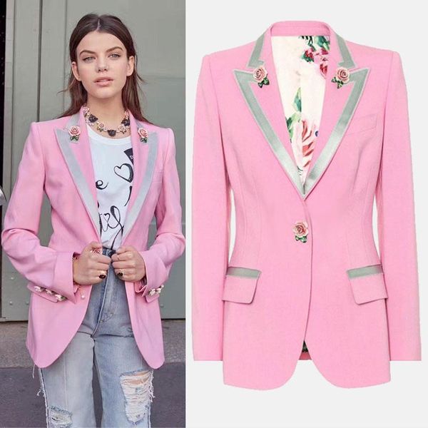 women's suits & blazers rose flower pink blazer long sleeve double breasted coats2021 autumn fashion brand casual style jackets outerwe, White;black
women's suits & blazers rose flower pink blazer long sleeve double breasted coats2021 autumn fashion brand casual style jackets outerwe, White;black