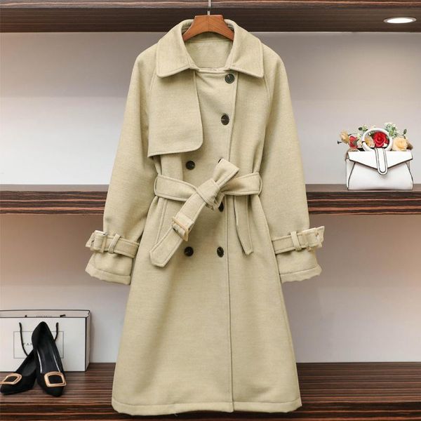 women's wool & blends women korean winter long double breasted overcoat outwear female coat with belt loose sleeve manteau femme hiver, Black
women's wool & blends women korean winter long double breasted overcoat outwear female coat with belt loose sleeve manteau femme hiver, Black