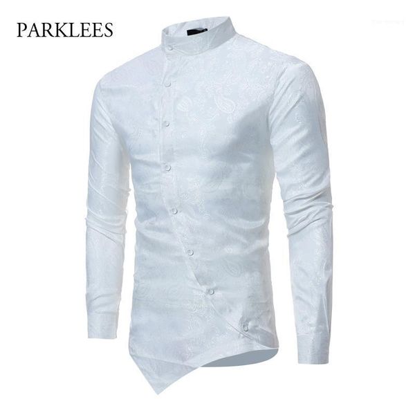 brand white paisley floral shirt men 2018 slim fit extra long irregular hem mens dress shirts obique button long sleeve camisas1, White;black
brand white paisley floral shirt men 2018 slim fit extra long irregular hem mens dress shirts obique button long sleeve camisas1, White;black