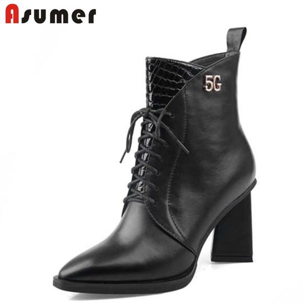 asumer 2020 new ankle boots thick high heels shoes genuine leather boots cross tied ladies autumn winter, Black
asumer 2020 new ankle boots thick high heels shoes genuine leather boots cross tied ladies autumn winter, Black