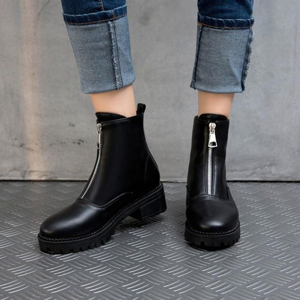 boots pxelena women ankle front zipper round toe chunky med heels combat punk rock gothic short autumn winter shoes, Black
boots pxelena women ankle front zipper round toe chunky med heels combat punk rock gothic short autumn winter shoes, Black
