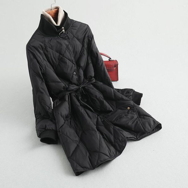 women's down & parkas 90% white duck coat waist belt women black long stand collar thick parka female outwear1
women's down & parkas 90% white duck coat waist belt women black long stand collar thick parka female outwear1