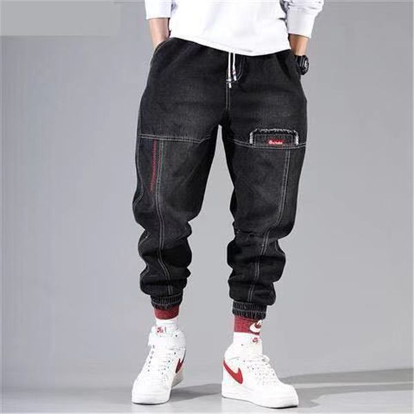 elastic loose fit jeans new black denim overalls sports beam harem trend men's feet high elasticity, Blue
elastic loose fit jeans new black denim overalls sports beam harem trend men's feet high elasticity, Blue