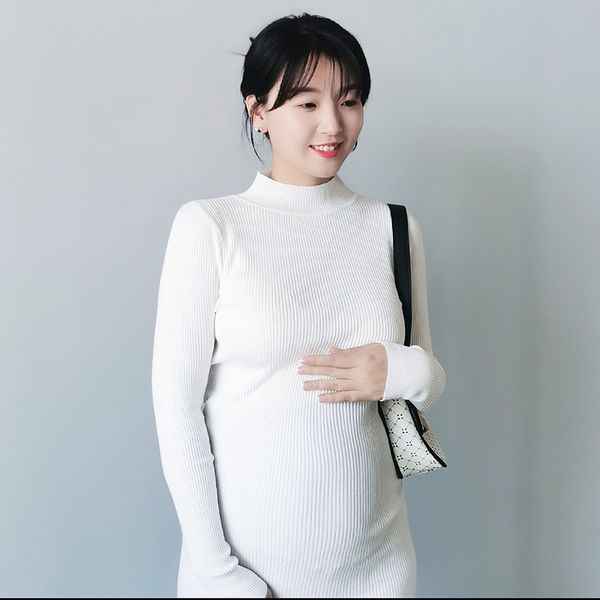 pregnant women's shirt wear short elastic fashion sweater slim looking knitted bottoming garment half high collar autumn, White
pregnant women's shirt wear short elastic fashion sweater slim looking knitted bottoming garment half high collar autumn, White