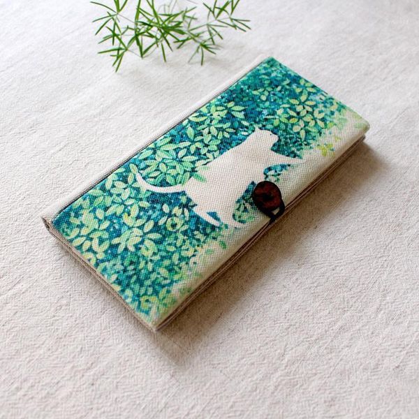 wallets handmade cotton linen wallet women eco friendly long green1, Red;black