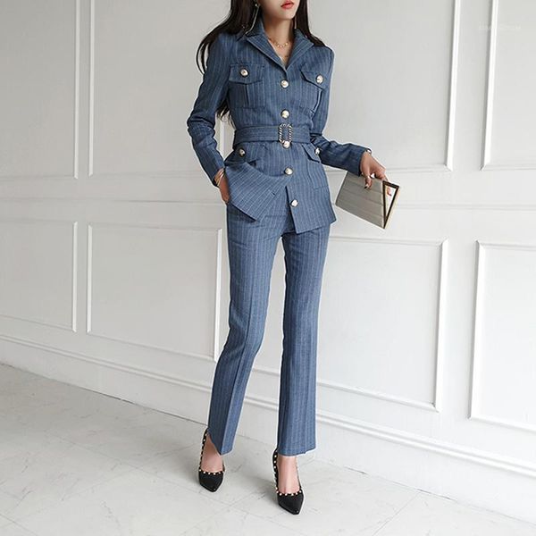 spring women's office suit double-breasted stripe blazer jacket high waist slim wide-leg trousers 2 piece set female pantsuit1, White
spring women's office suit double-breasted stripe blazer jacket high waist slim wide-leg trousers 2 piece set female pantsuit1, White