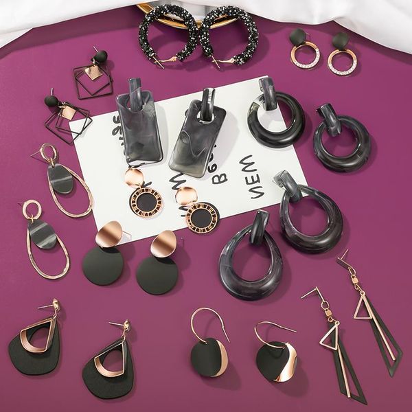 korean statement earrings for women 2020 fashion black arcylic geometric tassel dangle drop earings gold brincos jewelry gift, Silver
korean statement earrings for women 2020 fashion black arcylic geometric tassel dangle drop earings gold brincos jewelry gift, Silver