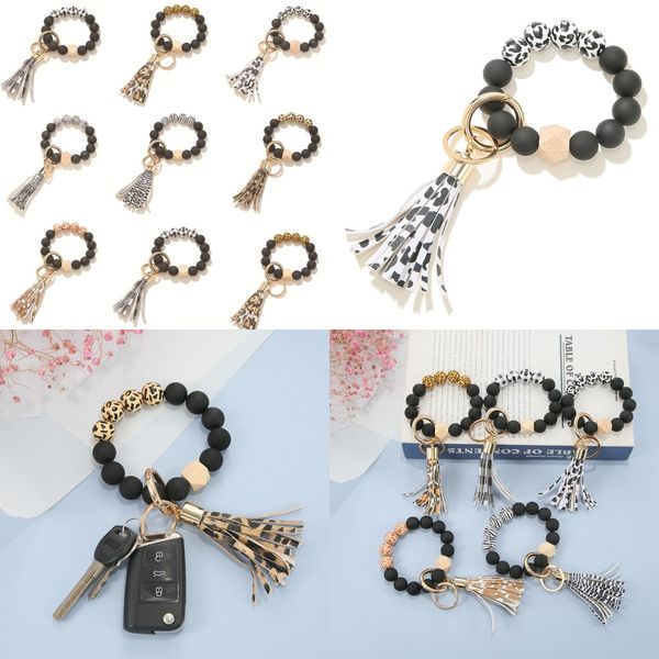 leopard frosted wooden bead bracelet strands keychain fashion pattern tassel pendant bracelets women girl key ring wrist strap 7 colors, Black
leopard frosted wooden bead bracelet strands keychain fashion pattern tassel pendant bracelets women girl key ring wrist strap 7 colors, Black