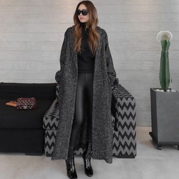 oversize new korean spring and autumn women's long herringbone loose large lace up woolen coat, Black
oversize new korean spring and autumn women's long herringbone loose large lace up woolen coat, Black