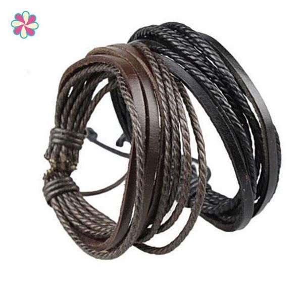 beaded, strands leather bracelets bangles men's multi-layer hand woven bracelet braided rope cuff braceletw118, Black
beaded, strands leather bracelets bangles men's multi-layer hand woven bracelet braided rope cuff braceletw118, Black