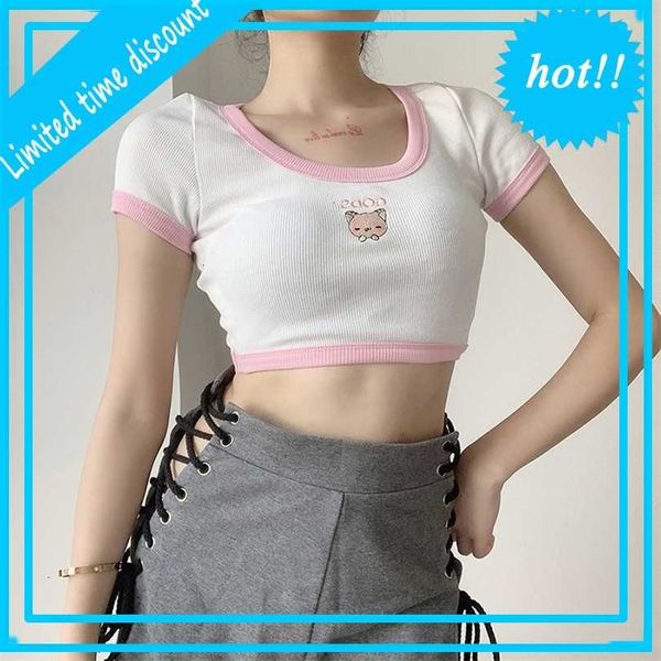 2021 summer women's embroidered t-shirt, White