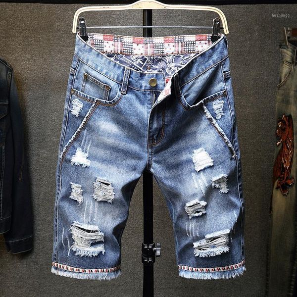 new summer thin section ripped men denim shorts five-point pants korean retro patch trend casual pants1, Blue
new summer thin section ripped men denim shorts five-point pants korean retro patch trend casual pants1, Blue