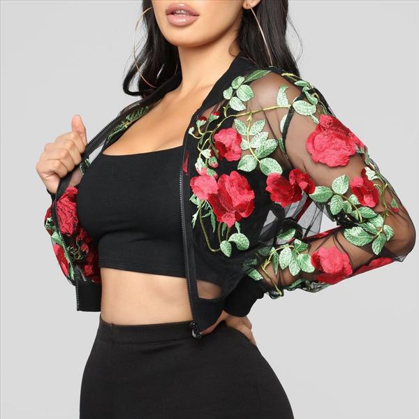 crop floral embroidery jacket women hollow out mesh rose bomber jacket ladies chic streetwear outwear coat mt2834, Black;brown
crop floral embroidery jacket women hollow out mesh rose bomber jacket ladies chic streetwear outwear coat mt2834, Black;brown