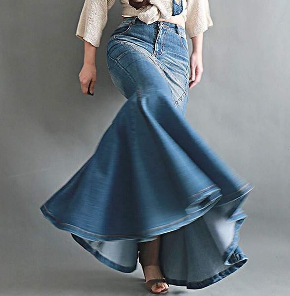 autumn winter bottom vintage blue mermaid denim skirts for women high waist skinny washed maxi skirts female sale shipping, Black
autumn winter bottom vintage blue mermaid denim skirts for women high waist skinny washed maxi skirts female sale shipping, Black
