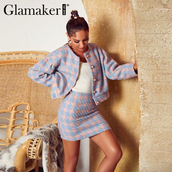 glamaker sweet pearl button women 2 piece suits plaid check coats and a-line skirt ladies sets elegant chic autumn winter q1217, Black;white
glamaker sweet pearl button women 2 piece suits plaid check coats and a-line skirt ladies sets elegant chic autumn winter q1217, Black;white