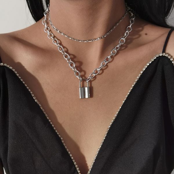 lock necklace for women men punk cuban link chain padlock pendant choker necklace statement gothic collier femme fashion jewerly, Silver
lock necklace for women men punk cuban link chain padlock pendant choker necklace statement gothic collier femme fashion jewerly, Silver