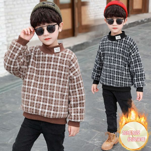 winter clothing 2020 new children's popular plaid plush thickened boy's high neck warm mink like cashmere sweater, Blue
winter clothing 2020 new children's popular plaid plush thickened boy's high neck warm mink like cashmere sweater, Blue