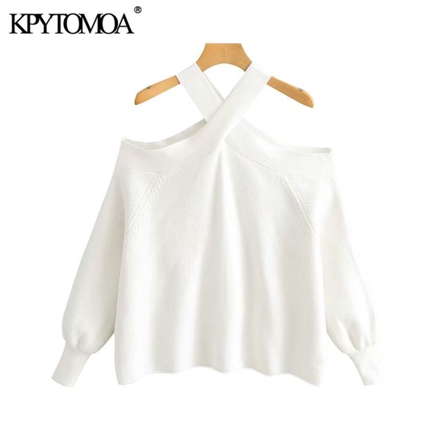 vintage stylish strapless loose knitted sweater women fashion o neck long sleeve female pullovers chic y200910, White;black
vintage stylish strapless loose knitted sweater women fashion o neck long sleeve female pullovers chic y200910, White;black