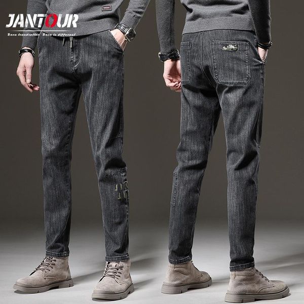 men's jeans men clothing black fashion pocket letter print trousers casual high elasticity thicken long pants pantalones 38, Blue
men's jeans men clothing black fashion pocket letter print trousers casual high elasticity thicken long pants pantalones 38, Blue
