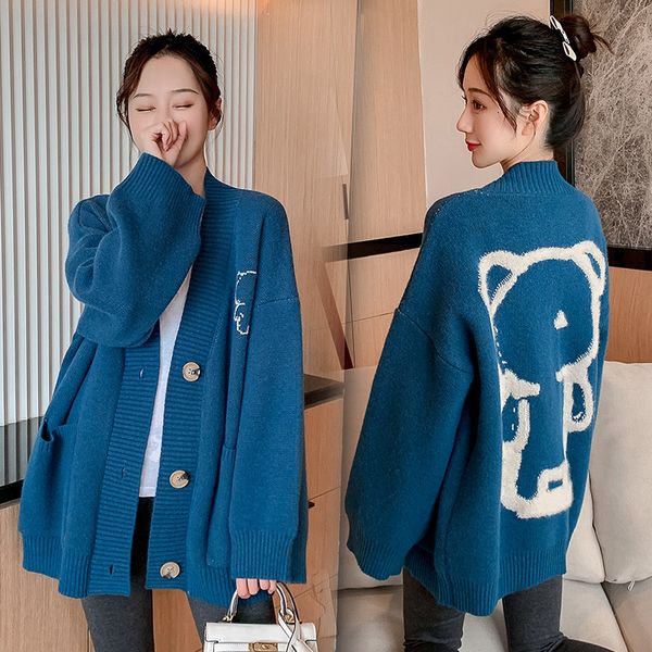 sweater long coat net red foreign style pregnant women suit fashion autumn winter wear, White