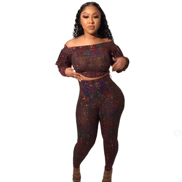 felyn 2021 fashion design 2 pcs women set solid sequins off shoulder short long pants club outfits, Gray
felyn 2021 fashion design 2 pcs women set solid sequins off shoulder short long pants club outfits, Gray