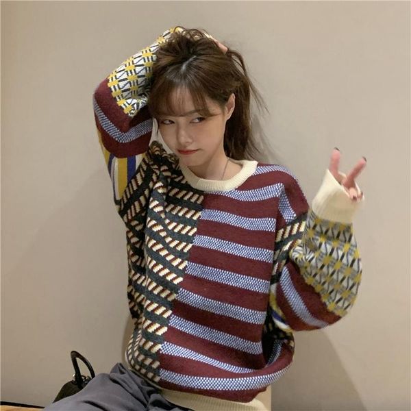 2020 autumn winter all-match female christmas patchwork striped sweater kawaii o-neck thick lazy wind loose pullover sweater, White;black
2020 autumn winter all-match female christmas patchwork striped sweater kawaii o-neck thick lazy wind loose pullover sweater, White;black