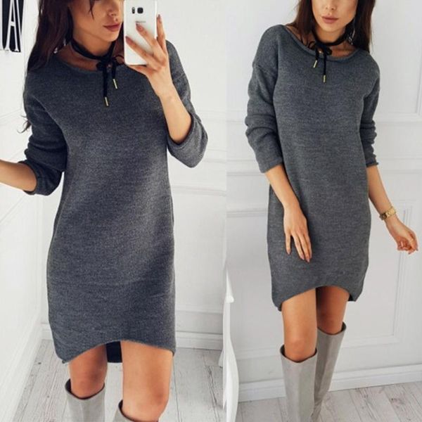 fashion women solid o-neck sweater long shirt casual long sleeve pullove dress solid casual loose winter dress bodycon, Black;gray
fashion women solid o-neck sweater long shirt casual long sleeve pullove dress solid casual loose winter dress bodycon, Black;gray