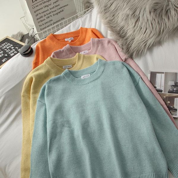 women's sweaters idle style round neck long-sleeved coat knitwear for women autumn and winter korean student loose pullover top, White;black
women's sweaters idle style round neck long-sleeved coat knitwear for women autumn and winter korean student loose pullover top, White;black