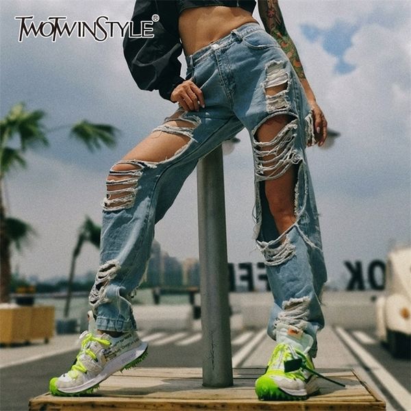twotwinstyle korean ripped hole jeans women high waist streetwear summer boyfriend jean female fashion clothing tide 210203, Blue
twotwinstyle korean ripped hole jeans women high waist streetwear summer boyfriend jean female fashion clothing tide 210203, Blue