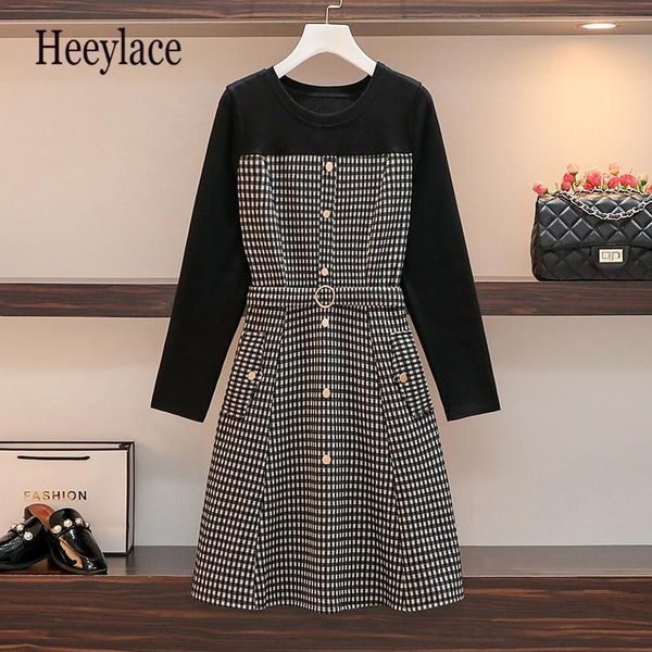 plus size women elegant plaid tweed dress autumn winter fashion long sleeve patchwork office ladies a-line woolen dresses 2020, Black;gray
plus size women elegant plaid tweed dress autumn winter fashion long sleeve patchwork office ladies a-line woolen dresses 2020, Black;gray