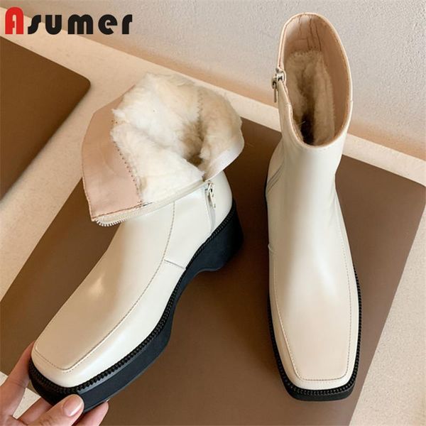 boots asumer genuine leather shoes 2021 est snow zipper square toe warm comfortable casual winter ankle women, Black
boots asumer genuine leather shoes 2021 est snow zipper square toe warm comfortable casual winter ankle women, Black