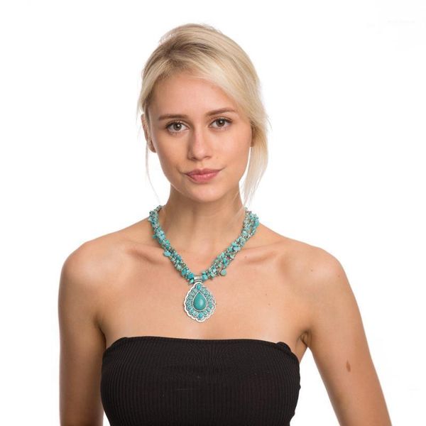 chains jianxi urquoise bead pendant necklace fashion bohemian multilayer collar statement jewelry1, Silver
chains jianxi urquoise bead pendant necklace fashion bohemian multilayer collar statement jewelry1, Silver