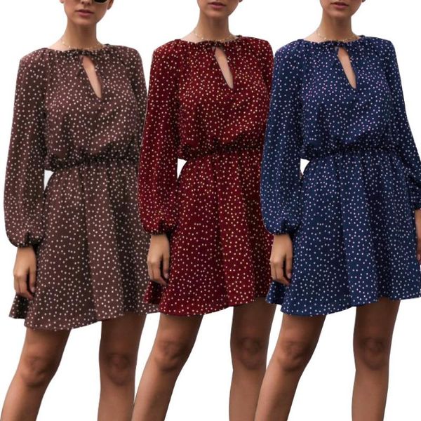 women autumn v neck lace up dot long sleeve high waist party mini dress plus size fashion casual elegant dress, Black;gray
women autumn v neck lace up dot long sleeve high waist party mini dress plus size fashion casual elegant dress, Black;gray