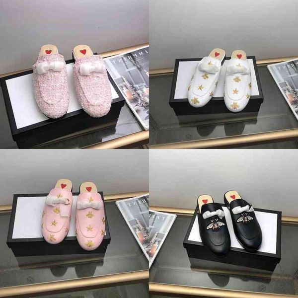 women princetown designer slippers lazy loafers winter warm wool classic metal buckle embroidery sandals men genuine leather slipper pattern, Black
women princetown designer slippers lazy loafers winter warm wool classic metal buckle embroidery sandals men genuine leather slipper pattern, Black