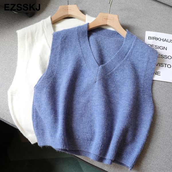 chic casual autumn winter basic short sweater vest v-neck sleeveless crop sweater pullovers women loose pullover female y201128, White;black
chic casual autumn winter basic short sweater vest v-neck sleeveless crop sweater pullovers women loose pullover female y201128, White;black