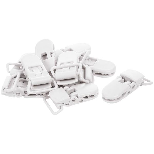 50 pcs pacifier clip suspender strap white plastic clip