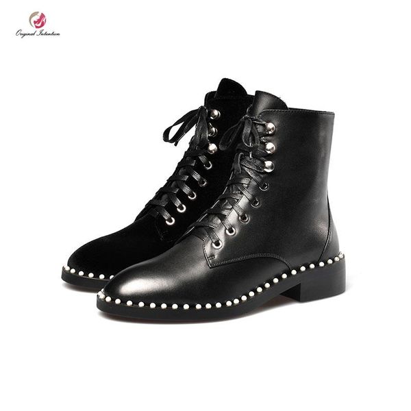 original intention popular new winter rivet ankle boots woman black british style boot chunky heels genuine leather
original intention popular new winter rivet ankle boots woman black british style boot chunky heels genuine leather