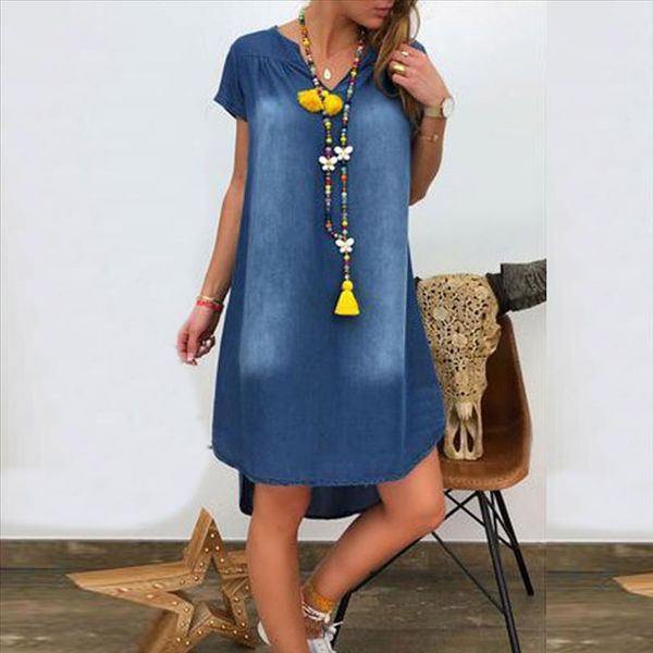 womens summer denim dress ladies casual v neck loose dresses short sleeve swing party beach dress vestidos verano 2020 mujer, Black;gray
womens summer denim dress ladies casual v neck loose dresses short sleeve swing party beach dress vestidos verano 2020 mujer, Black;gray