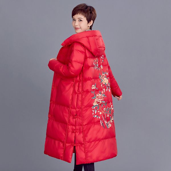 womne's winter long jacket floral print with embroidery woman parkas hooded single breasted plus size loose thick female coats 201019, Black
womne's winter long jacket floral print with embroidery woman parkas hooded single breasted plus size loose thick female coats 201019, Black